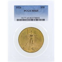 1924 $20 St. Gaudens Double Eagle Gold Coin PCGS MS65