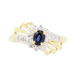 14KT Yellow Gold 0.40ct Sapphire and Diamond Ring