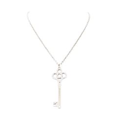 Tiffany and Company Sterling Silver Clover Key Pendant with Chain