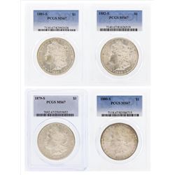 Set of (4) 1879-S to 1882-S $1 Morgan Silver Dollar Coins PCGS MS67