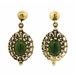 14KT Yellow Gold 1.50ctw Jade Earrings