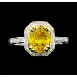 18KT White Gold 2.82ct Yellow Sapphire and Diamond Ring