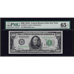 1934A $500 Federal Reserve Note New York  PMG Gem Uncirculated 65EPQ
