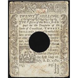 July 5, 1780 Connecticut Twenty Shillings Colonial Currency Note