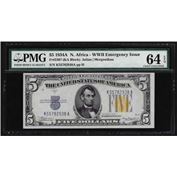 1934A $5 North Africa WWII Emergency Silver Certificate Note PMG CU 64EPQ