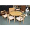 Image 1 : Quality retro solid wood dining suite including 44" round table with three 12" inset leaves and six 