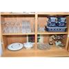 Image 1 : Two shelf lots of collectibles including Temptations 8 piece oven to tableware with storage lids and