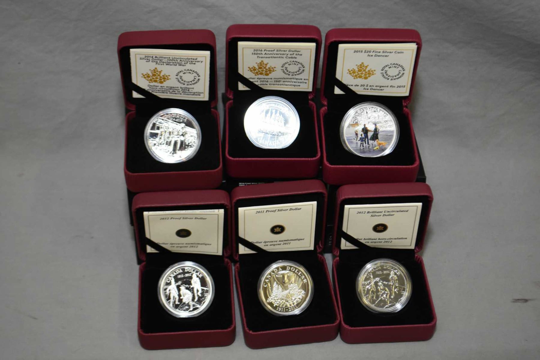 Six Royal Canadian Mint boxed proof coins including 2016 150th ...