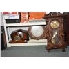 Image 1 : Four clocks including two wall clocks and two mantle clocks, one pendulum missing and each in need o