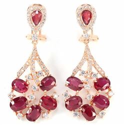 Natural Oval Red Ruby 50 Carats Earrings