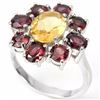 Image 1 : Natural Citrine & Rhodolite Garnet Ring