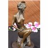 Image 4 : Nude Woman Kneels Bronze Statue on Marble Base sculpture