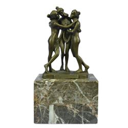Hot Cast Three Graces Bronze Sculpture on marble base (8"X4")