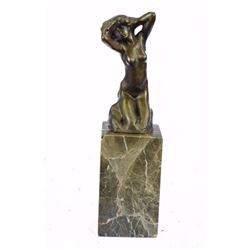 Nude Female Bronze Sculpture on marble base (10"X3")