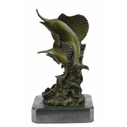 Vienna Bronze Two Marlin Sculpture on Marble base (9"X5")