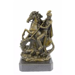 St. George Dragon Slayer Bronze Statue Military Saint Catholic Patron (9"X5")