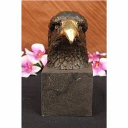 Detailed Eagle Bronze Marble Bust Head Art Sculpture (9"x4")