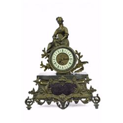 French Maiden Mantle Clock Bronze Sculpture Hot Cast Figurine (17"X14")