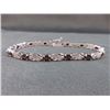 Image 2 : BRACELET - 6 CTW OVAL FACETED GARNET (12) & DIAMOND IN STERLING SILVER CROSS OVER DESIGNED SETTING -