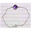 Image 1 : BRACELET - ROUND FACETED AMETHYST IN STERLING SILVER BEZEL SETTING - ADJUSTABLE SIZE - RETAIL ESTIMA