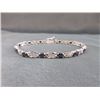 Image 2 : BRACELET - 7.2 CTW OVAL FACETED SAPPHIRE (12) & DIAMOND IN STERLING SILVER CROSS OVER DESIGNED SETTI