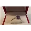 Image 4 : RING - OVAL FACETED AMETHYST & 2 DIAMONDS IN STERLING SILVER SETTING - RETAIL ESTIMATE $300
