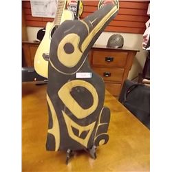 FIRST NATIONS HAND CRAFTED CARVED WOOD CARVING - RAVEN - GABRIEL GEORGE