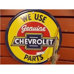 AUTOMOBILIA MEMORABILIA - METAL SIGN - WE USE GENUINE CHEVROLET PARTS