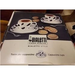 NEW CAPACHINO SET - BIALETTE CUP & SAUCER SET - 8PC - RETAIL ESTIMATE $49.99