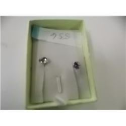 EARRINGS - 1.40 CT AMETHYST IN 14KT WHITE GOLD SETTING - INCLUDED CERTIFICATE $350