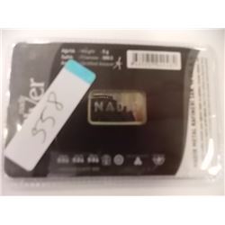 SILVER BAR - .999 FINE SILVER - 5 GRAMS - NADIR REFINERY CERTIFICATE WITH SERIAL NUMBER