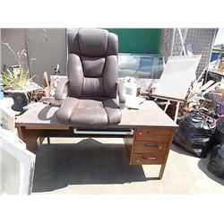 DESK - 3 DRAWER - 30 X 60 & LEATHER CHAIR TOP