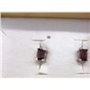 Image 1 : EARRINGS - NEW EMERALD FACETED GARNET IN STERLING SILVER STUD DESIGNED SETTING - RETAIL ESTIMATE $27