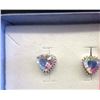 Image 1 : EARRINGS - NEW HEART FACETED OPAQUE COLOUR MERCURY TOPAZ & DIAMOND IN STERLING SILVER SETTING - RETA