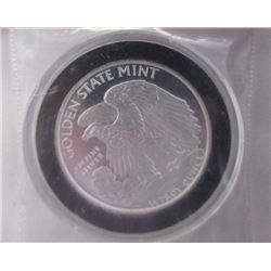 ART ROUND - 1/2 TROY OUNCE .999 FINE SILVER - GOLDEN STATE MINT - WALKING LIBERTY / EAGLE MOTIF - EN
