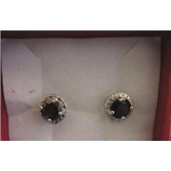EARRINGS - NEW GARNET & DIAMONDS IN STERLING SILVER SETTING - ESTIMATED RETAIL $275