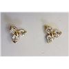 Image 1 : EARRINGS - TOTAL OF 6 ROUND FACETED CUBIC ZIRCONIA IN 10K YELLOW GOLD FLOWER DESIGNED SETTING - RETA