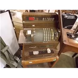 VINTAGE NATIONAL CASH REGISTER WITH WOOD TONE METAL