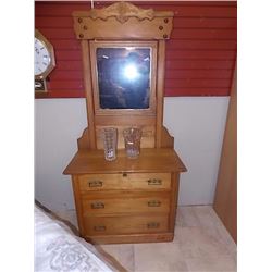 VINTAGE EAST LAKE QUEBEC ASH DRESSER WITH MIRROR - CIRCA 1870