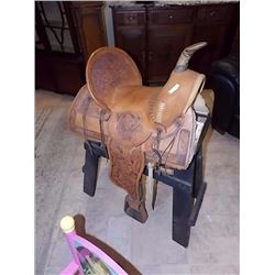 WESTERN SADDLE - HAND TOOLED - LIKE NEW