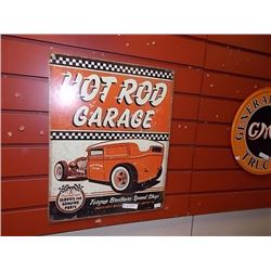 AUTOMOBILIA MEMORABILIA - METAL SIGN - HOT ROD GARAGE
