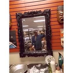 LARGE ORNATE WALL MIRROR WITH BLACK FRAME - 30 X 40"