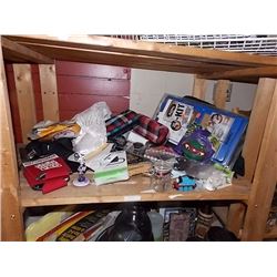 SHELF LOT OF NEW ITEMS - INCLUDING DUDLEY THE KIT & NINJA TURTLE BALL