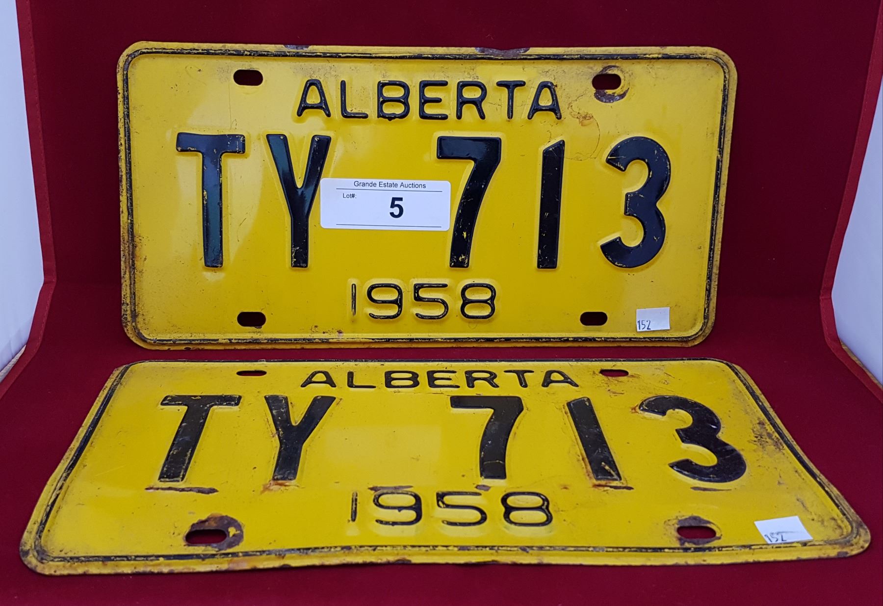 PAIR VINTAGE 1958 ALBERTA LICENSE PLATES