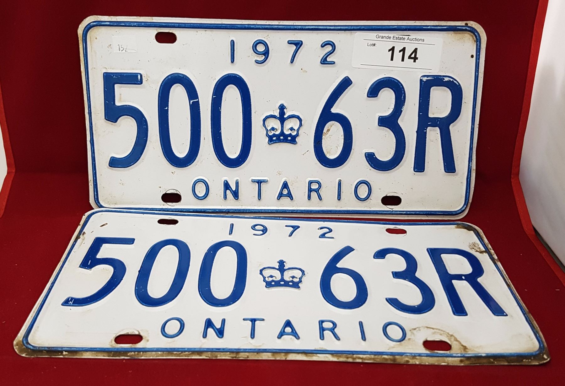 SET OF 1972 ONTARIO LICENSE PLATES