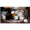 Image 1 : BOX LOT PORCELAIN CHINA, NIPPON, CRYSTAL, RUBY GLASS