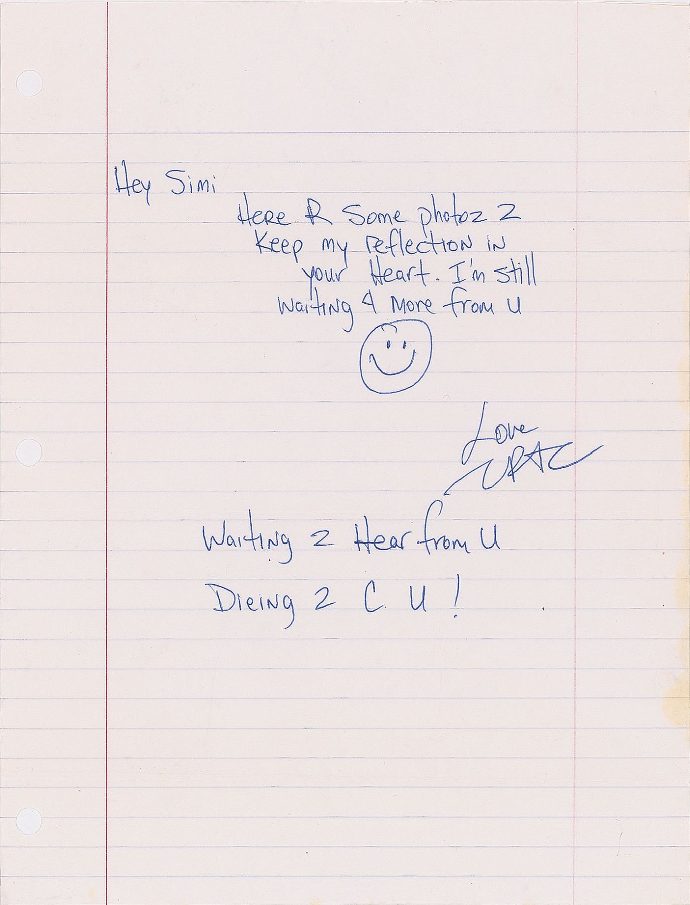 Tupac Shakur Handwritten Letter and Signed Candid Photo