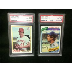 1978 TOPPS #450 TOM SEAVER & 1980 TOPPS #450 GEORGE BRETT (PSA)