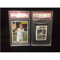 1970 TOPPS #362 JOE HAGUE  & 1969 GLOBE IMPORTS LOU BROCK QUEEN OF DIAMONDS (PSA)
