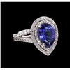 2.48 ctw Tanzanite and Diamond Ring - 14KT White Gold